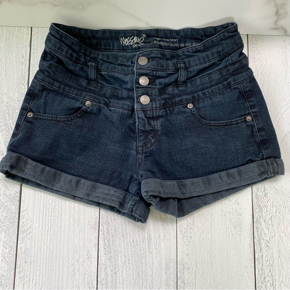 Mossimo Denim High Rise Stretch Shorts - size 4 (waist size 27”) Dark Indigo